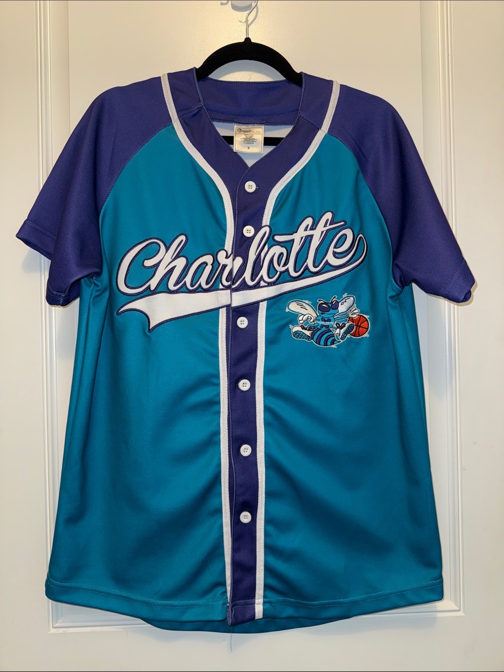 Like new Charlotte Hornets Teal & Purple Adult basketball Jersey size small